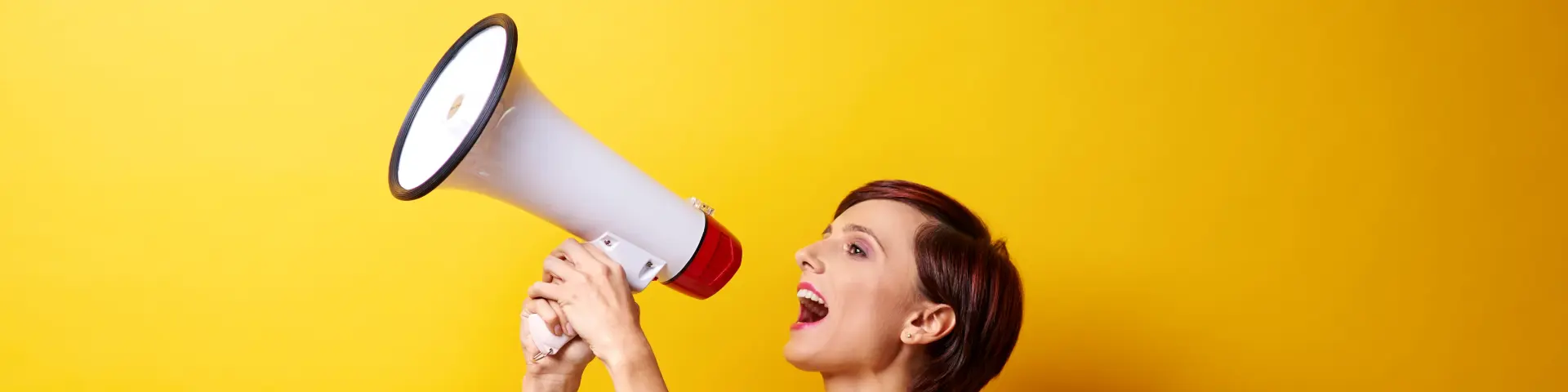 Female Model Using Bullhorn In Photo Session (5)